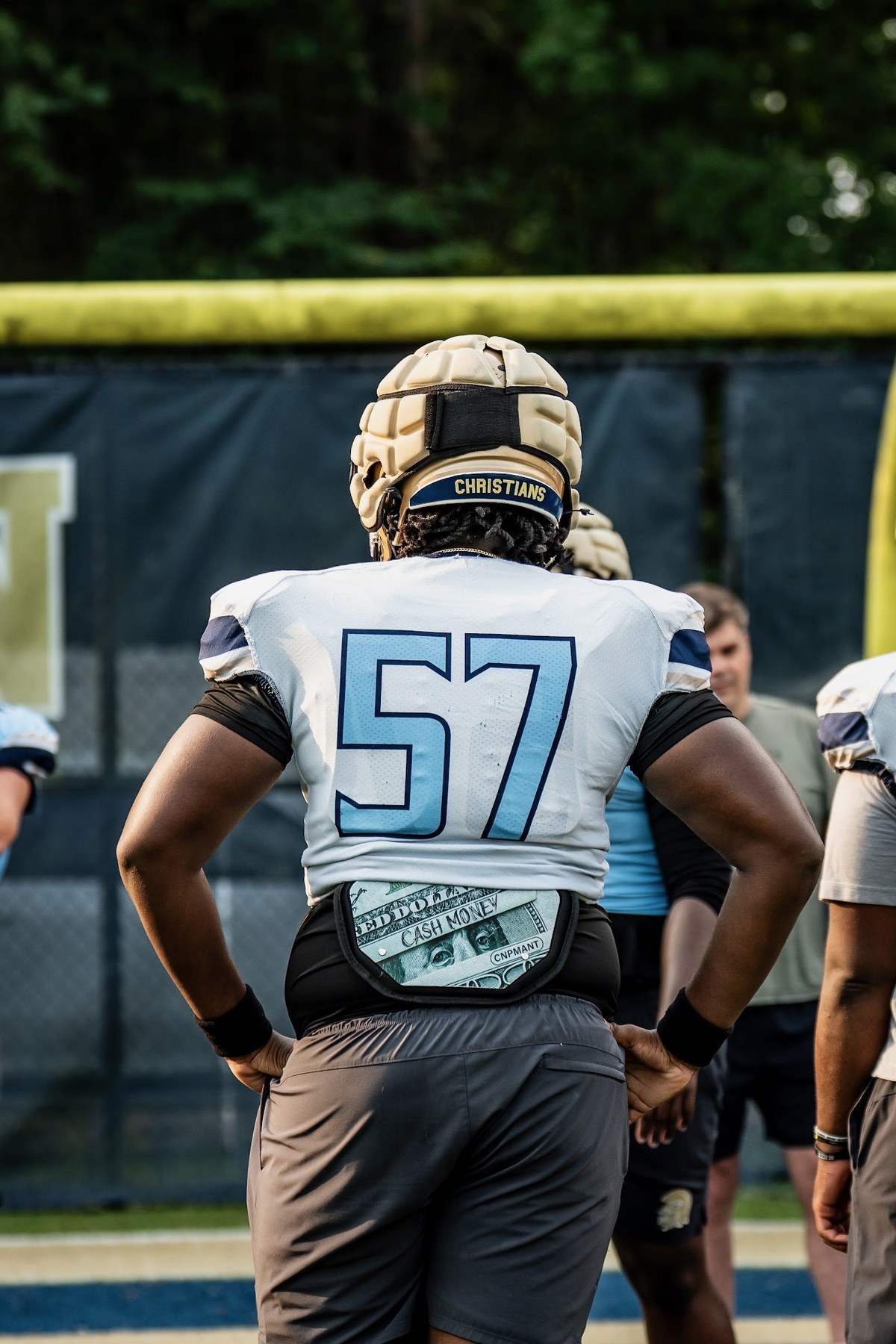 Kayden Hamilton number 57 at practice
