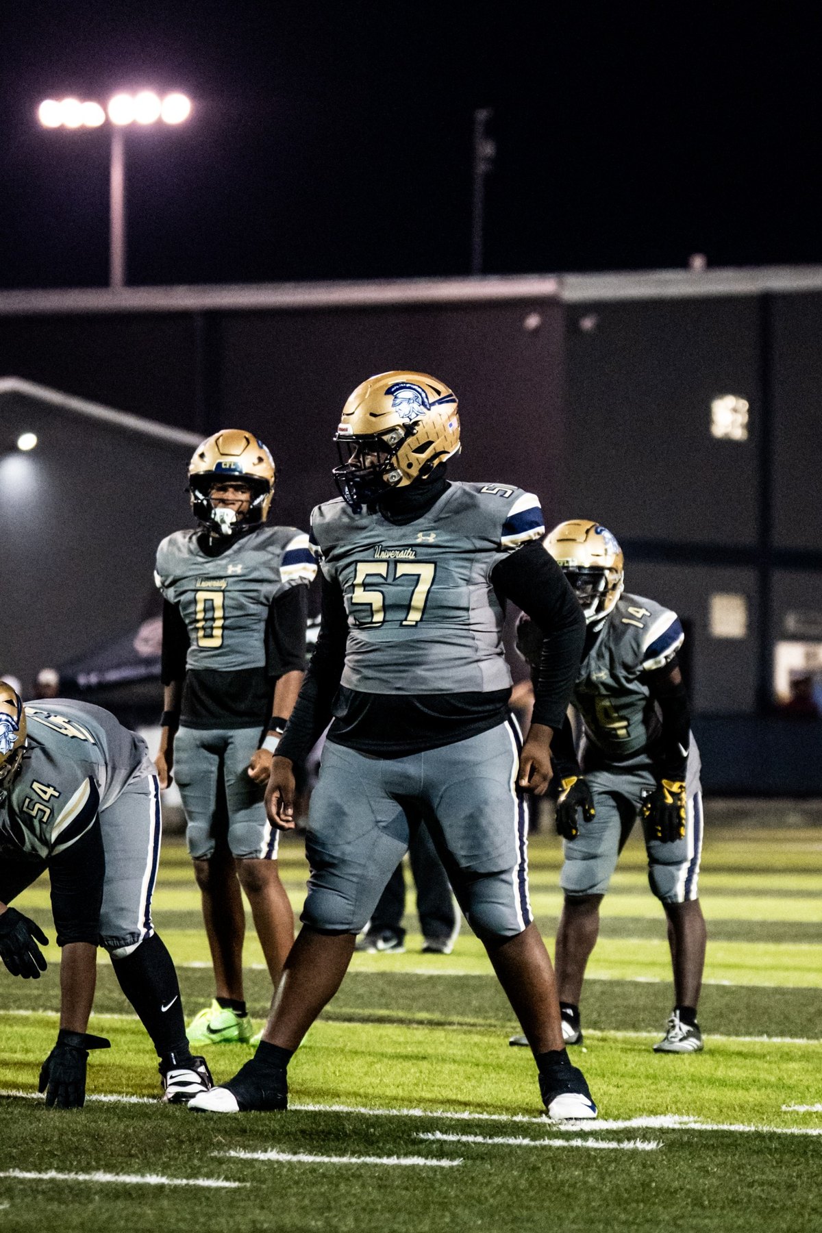 Kayden Hamilton in football stance